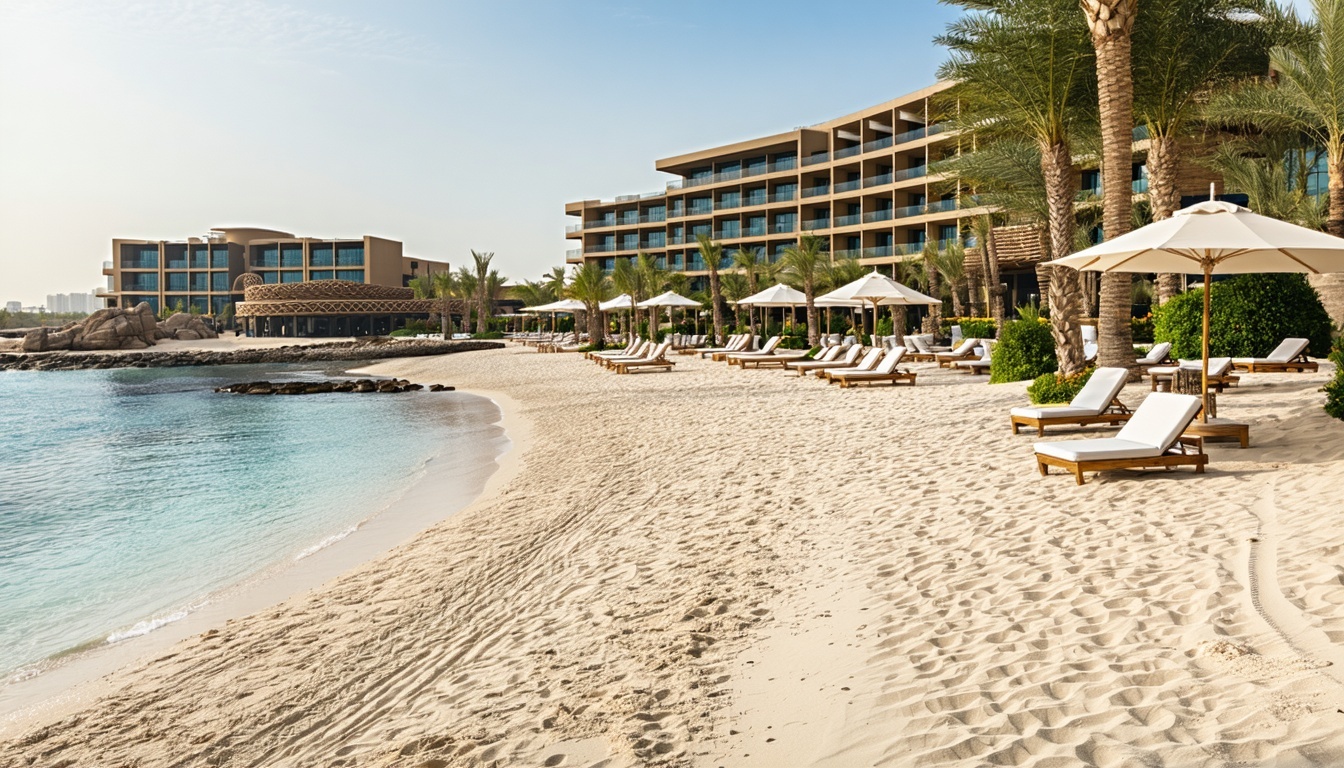 Private beach and relaxation areas at Aquaventure World Dubai