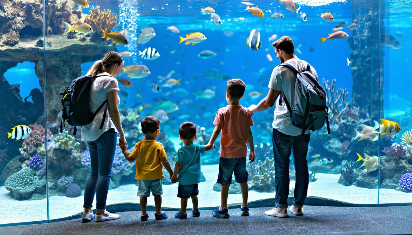 Families enjoying marine life experiences at Aquaventure World Dubai